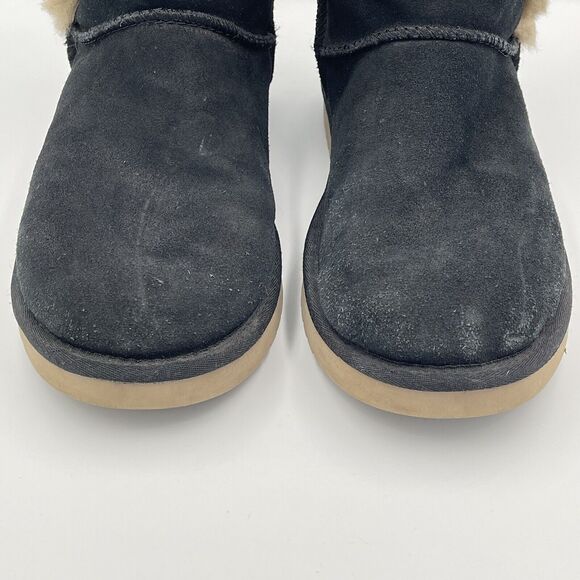 Koolaburra by Ugg Victoria Short Black Suede Tan Fur Boots Womens SIZE 10 Winter - Picture 4 of 11